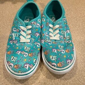 Vans Blue and White Sneakers with Playful Print